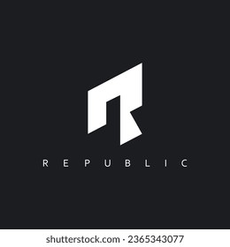 R letter  simple logo concept design template web