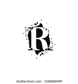 R Letter Splatter logo.  Abstract Design concept black splash  with hidden letter R logo icon for initial, company identity and more brands.