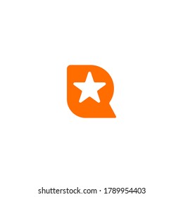 R Letter With A Star, Review Rate Rating Testimonials, Comment Chat Logo Design Vector