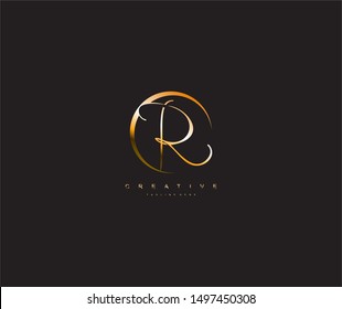 R letter Stylized Circle Shape Signature Monogram Elegant Logotype