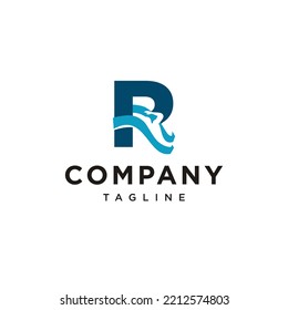 R Letter swimming logo with abstract man silhouette Vector logo icon vector Template