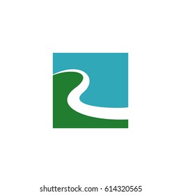 R Letter Swoosh River Shape Vector Illustration Logo Template Illustration Design. Vector EPS 10.