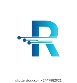 R letter tech logo, initial R for technology symbol