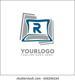 R Letter tech Technology Logo Template