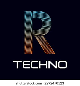 r Letter techno  design template illustration
