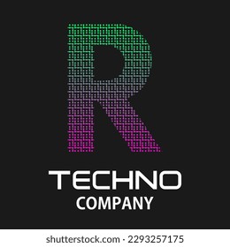 r letter technology design template illustration