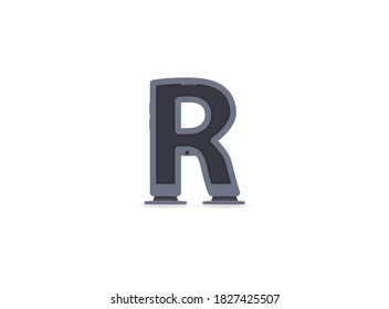 R letter technology font, phone or computer design. For logo, brand label, design elements, application etc. İsolated vector illustration          