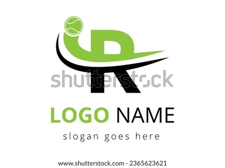 R Letter with Tennis Sports Logo Template Design. Tennis Sport Academy Sign, Club Symbol. business, and company identity Photo stock © 