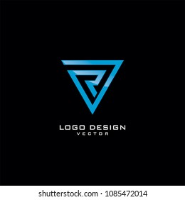 R Letter in Triangle Line Art Logo Design
