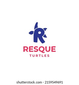 R letter turtle logo icon sign symbol design concept. Vector illustration