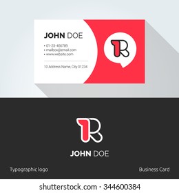 R Letter typographic alphabet linear logo. Business card template. Abstract Vector Element