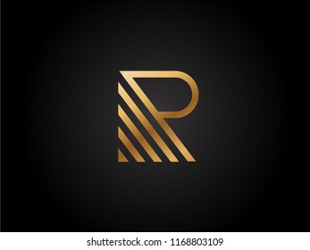 R letter Vector Design in gold color