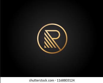 R letter Vector Design in gold color