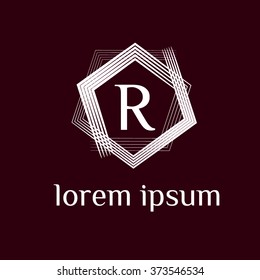 R letter vector geometric logo template (sign, symbol, emblem, ornament)