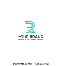 R Diseño del logotipo de la línea vectorial. Símbolo de icono de logotipo creativo.