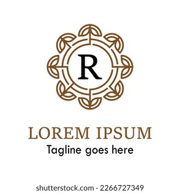 r Letter Vector Logo design with Abstract mandala flower swirl icon vector design