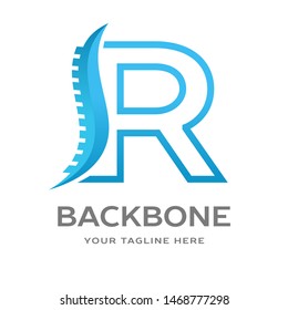 R Letter vector logo template with backbone symbol. Can be use for initial logo and suitable for chiropractic, consulting and anatomical business.