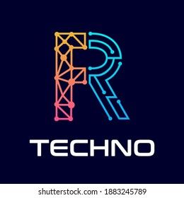 Plantilla de logotipo del vector de letra R. Este diseño utiliza el símbolo del alfabeto. Adecuado para la tecnología.