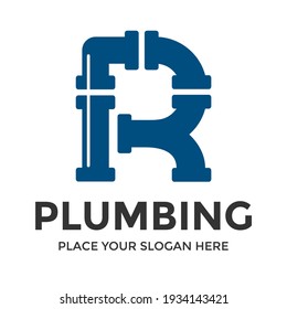 R Letter vector logo template. This design use pipe symbol. Suitable for industrial.