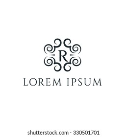 R letter vector logo template (sign, symbol, emblem, ornament)