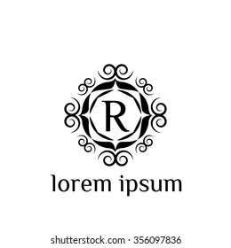 R letter vector logo template (sign, symbol, emblem, ornament)