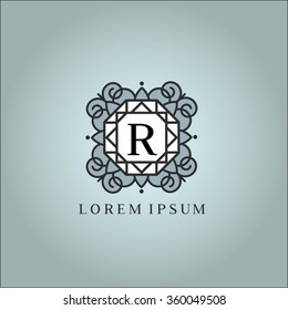 R letter vector logo template (sign, symbol, emblem, ornament)