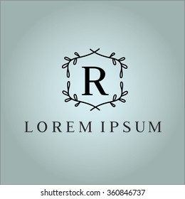 R letter vector logo template (sign, symbol, emblem, ornament)