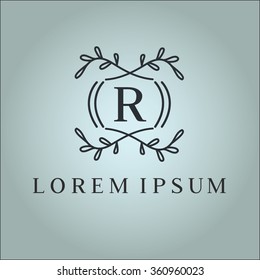 R letter vector logo template (sign, symbol, emblem, ornament)