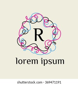 R letter vector logo template (sign, symbol, emblem, ornament)