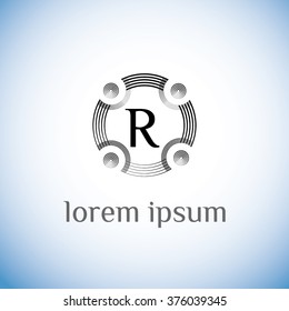 R letter vector logo template (sign, symbol, emblem, ornament)