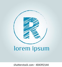 R letter vector logo template. Grunge brush  letter sign on scratch background. 