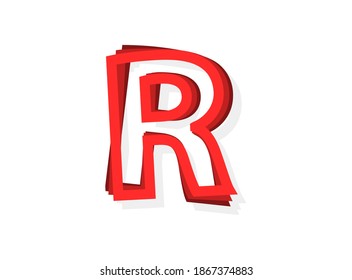 R Buchstabenvektor, moderne Umrissschichten Design Schriftart mit roter Farbe. EPS10-Illustration