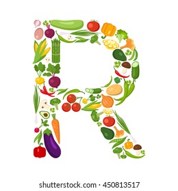 R letter from vegetables.
