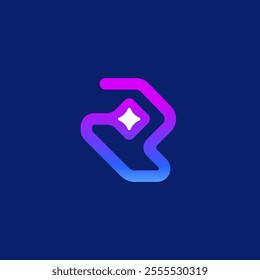 R Letter with Vibrant Bold Line with a Spark Star Logo Design Vector