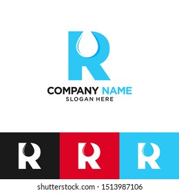 R Letter Water Drop Logo Design Template Inspiration, Vector Illustration.