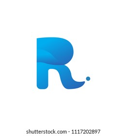 R letter water flow logo vector template design icon