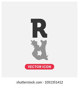 "R" Letter Water Reflection Vector Icon Illustration