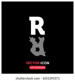 "R" Letter Water Reflection Vector Icon Illustration