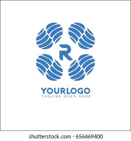 R Letter Water Wave symbol and icon Logo Template vector