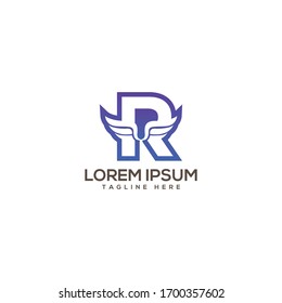 R Letter Wings Logo Design Icon. Flying Wing Letter Logo with Creative and modern concept.