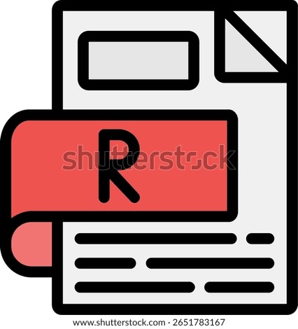 R Line Filled Icon Design