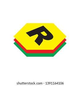 R logo and 3 Polygon yellow red green simple vektor