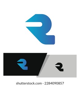 R logo with abstract minimal digital technology style in blue gradient color