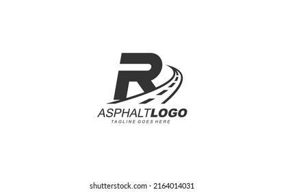 R logo asphalt for identity. construction template vector illustration for your brand.