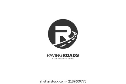 R logo asfalto para identidad. ilustración vectorial de plantilla de construcción para su marca.