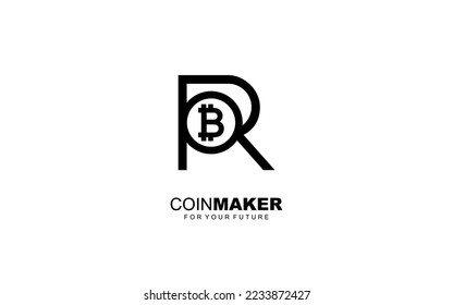 R Logo BITCOIN für Identität. CRYPTO CURRENCY Vorlage Vektorgrafik für Ihre Marke.