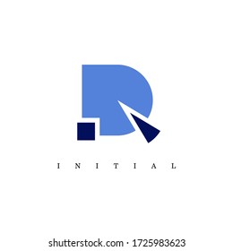 R logo in blue color combination style.