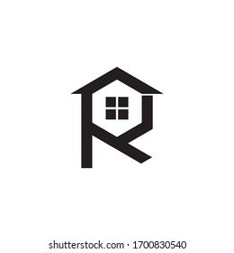 R logo in building style design.