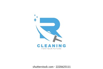 R logo cleaning services for branding company. Housework template vector illustration for your brand.