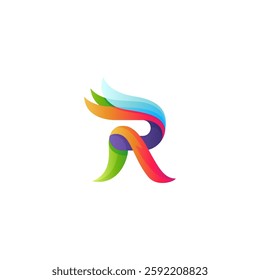 R logo with colorful gradient 3d design style